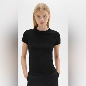 Theory Women’s Tiny Tee in Bouclé Jersey  - Black